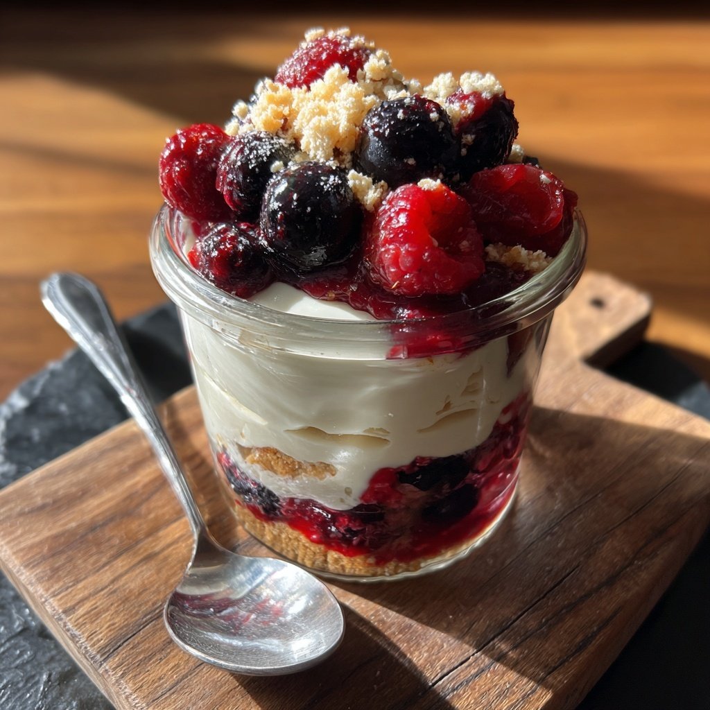 Frühstück im Glas mit Skyr und Beeren