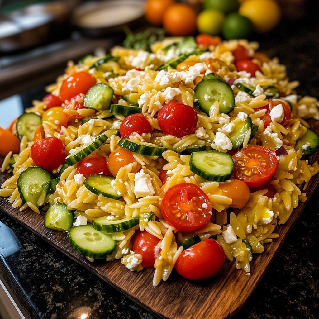 Griechischer Orzo Nudelsalat