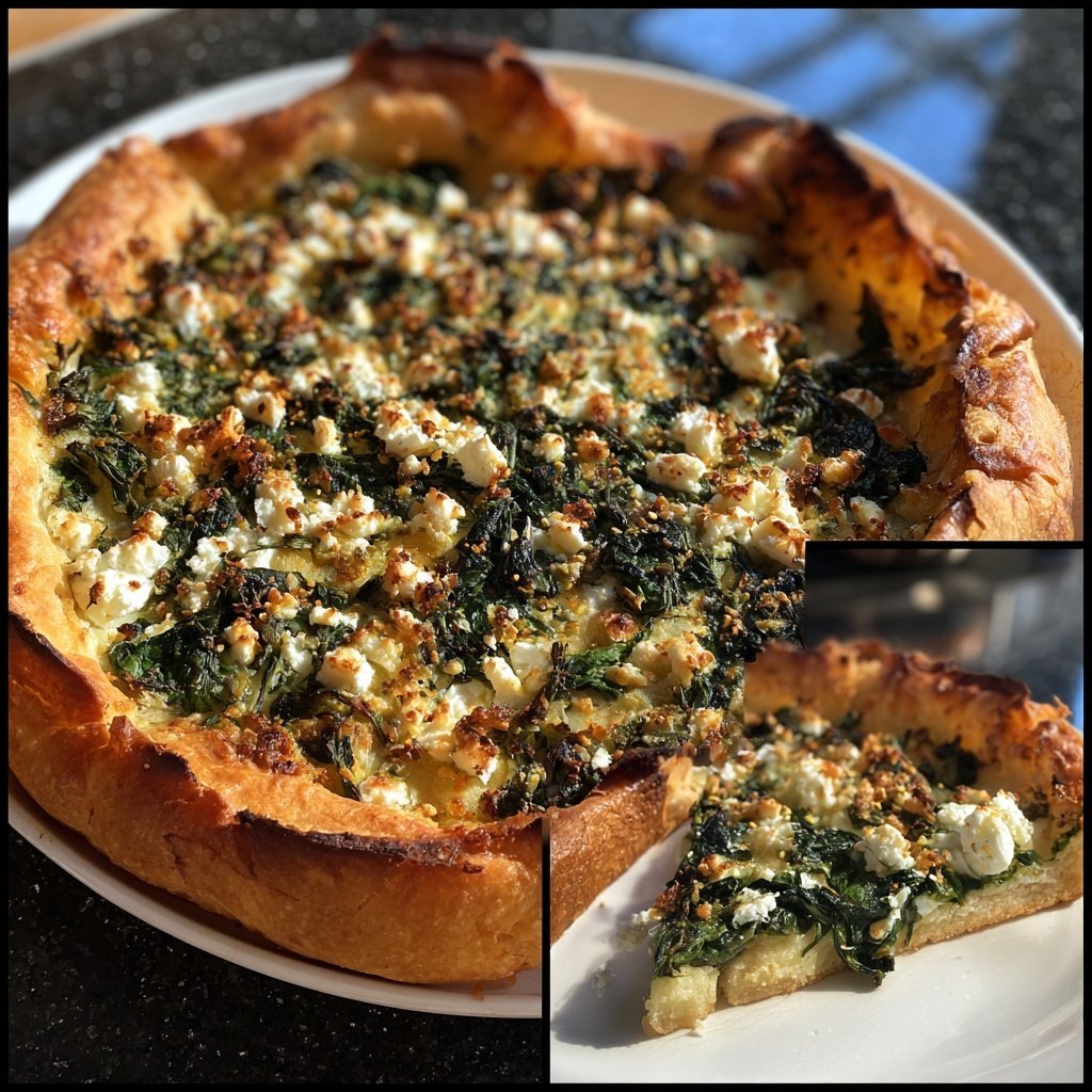 Pizza mit Spinat und Feta