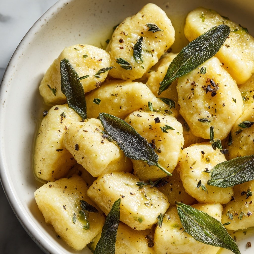 Herzförmige Gnocchi mit Butter und Salbei