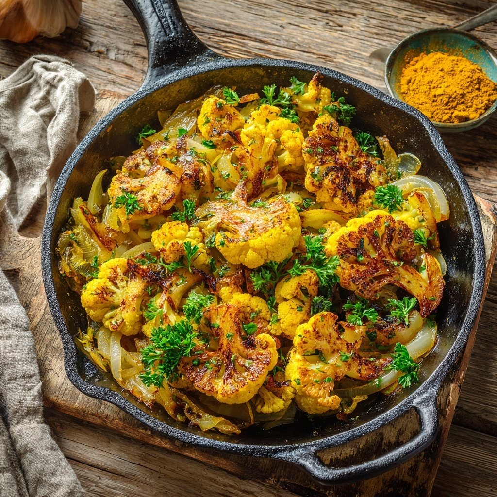 Blumenkohl Pfanne Mit Kurkuma