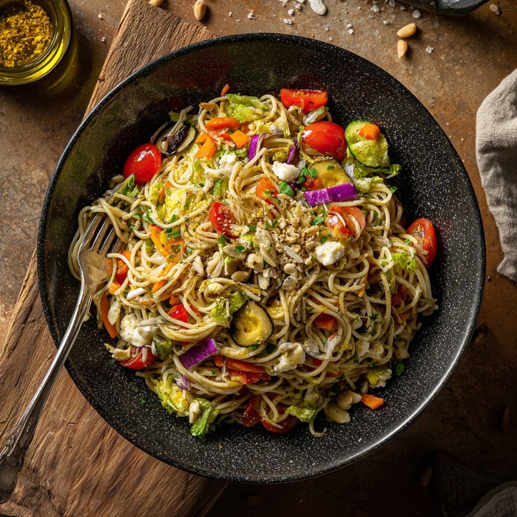 Mediterraner Nudelsalat Mit Gegrilltem Gemüse