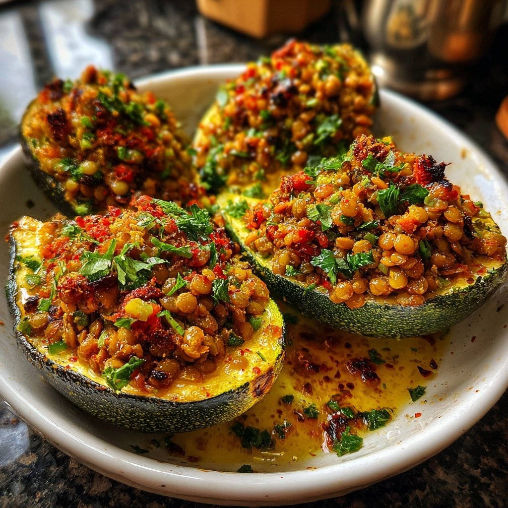 Gefüllte Zucchini mit Linsen