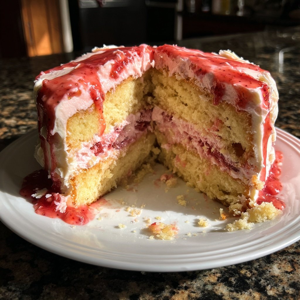 Geburtstagskuchen mit Erdbeercreme